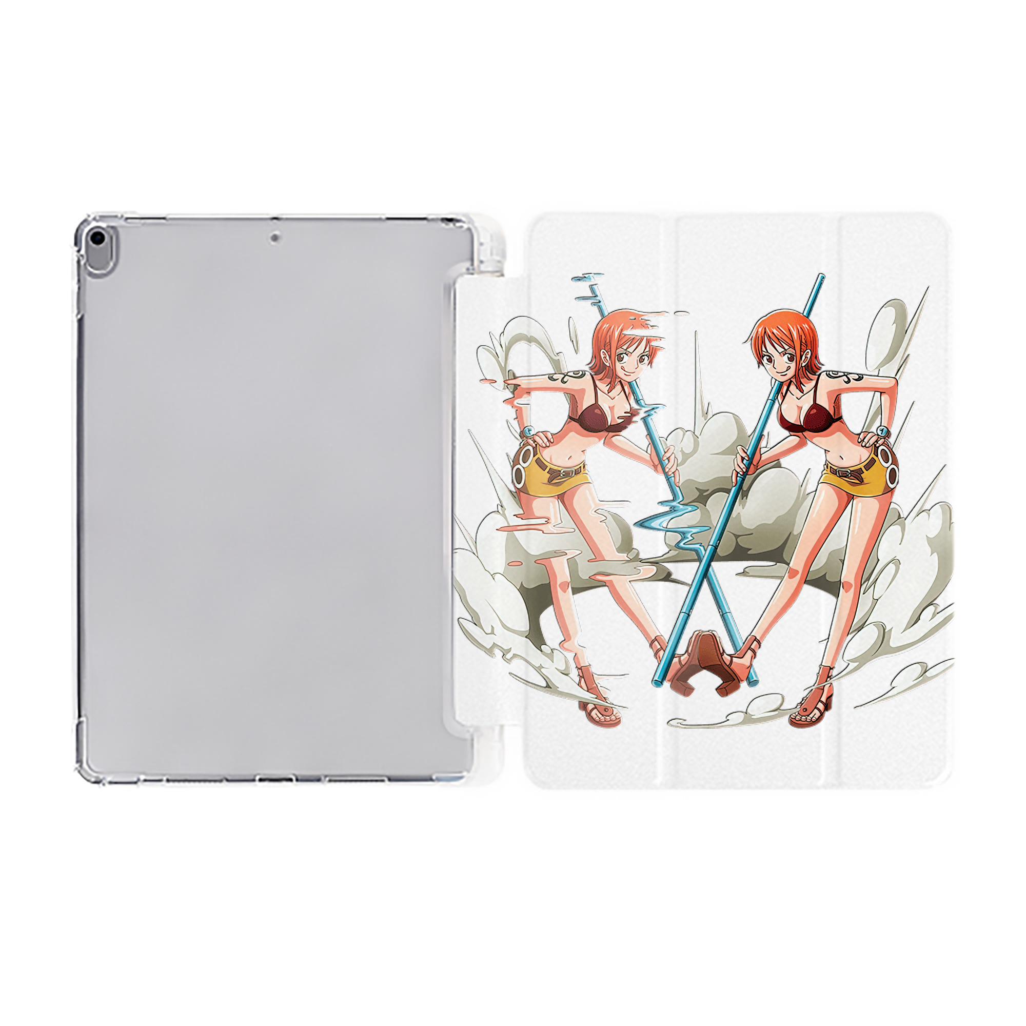 （画像用） ワンピース ナミ ONE PIECE Nami IPad ケース ペン収納付き 三つ折りスタンド PUレザー×シリコン 対応機種9.5/10.5/10.9インチ